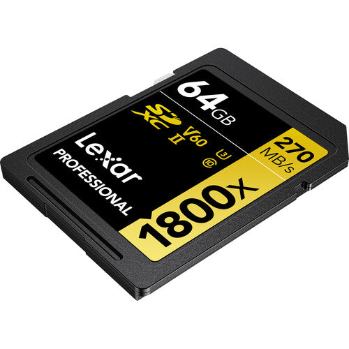 Lexar 64GB Professional 1800x SDXC UHS-II GOLD Series Memory Card