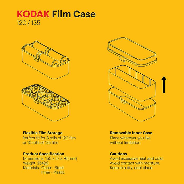 Kodak Steel Film Case, 120/35mm - Yellow/Silver