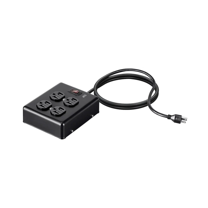 Monoprice Heavy Duty 4 Outlet Metal Surge Protector Power Box, 180 Joules with 6ft Cord - Black