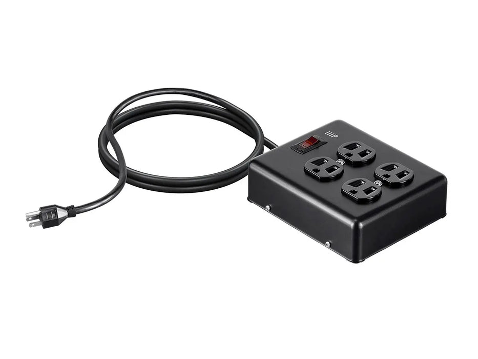 Monoprice Heavy Duty 4 Outlet Metal Surge Protector Power Box, 180 Joules with 6ft Cord - Black