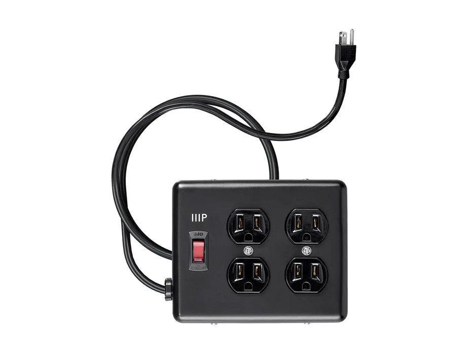 Monoprice Heavy Duty 4 Outlet Metal Surge Protector Power Box, 180 Joules with 6ft Cord - Black
