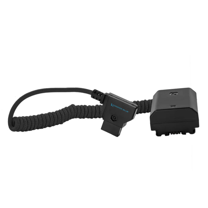 Kondor Blue D-Tap to NP-FZ100 Coiled Dummy Battery Cable for Sony a7S III/a7 IV - Raven Black