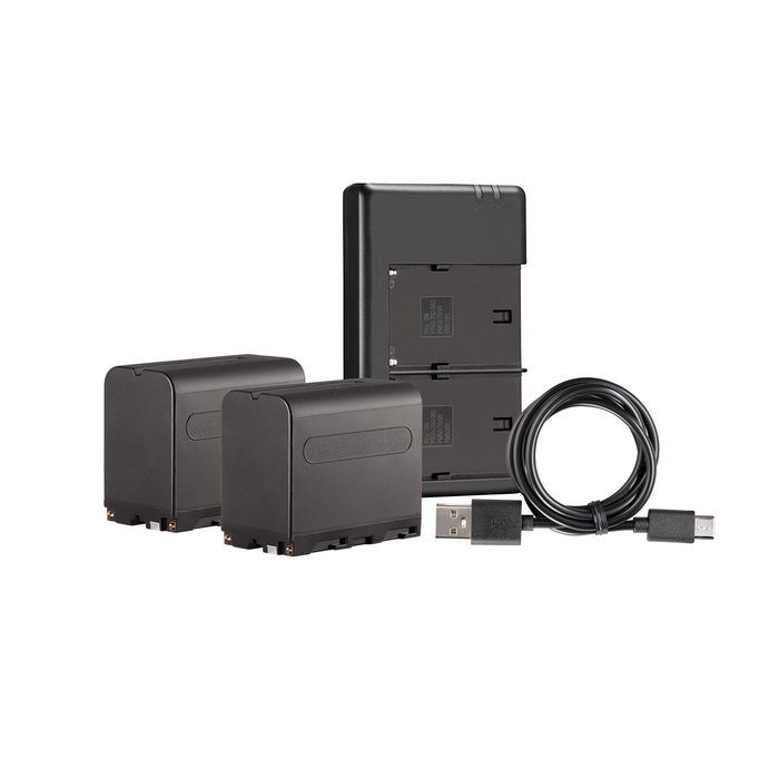 Westcott NP-F970 Dual Battery Pack with Charger (2-pack L-Series 7.4V 6600mAh 48.8Wh)