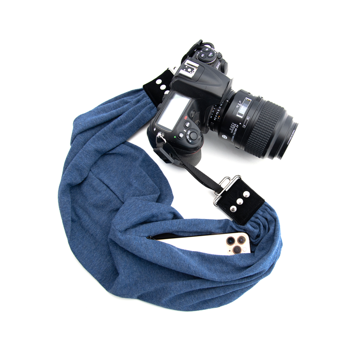 Capturing Couture Pocket Scarf Camera Strap - Blue Denim