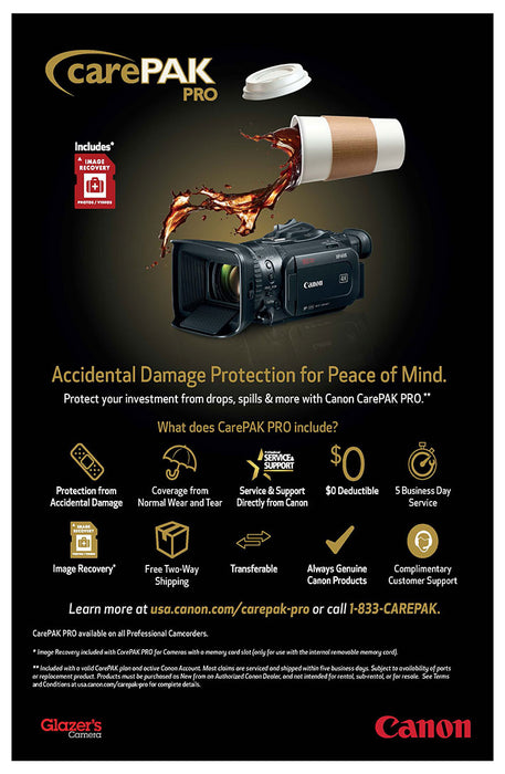 Canon CarePAK PRO 3 Year Protection Plan for EOS Cinema Cameras & PRO Camcorders - $13000-$15999.99