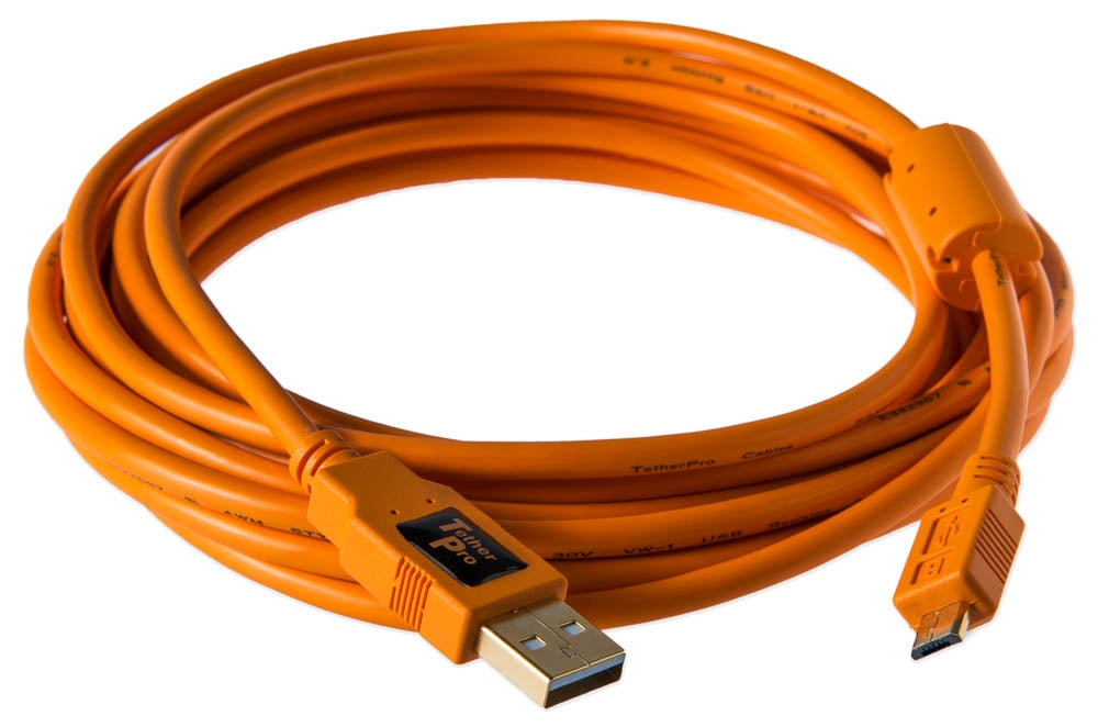 Tether Tools TetherPro USB 2.0 A Male to Micro-B 5 Pin Cable CU5430ORG